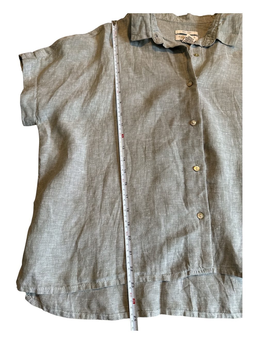 Rachel Zoe 100% Linen Short Sleeve Buttoned Top - Picture 5 of 7